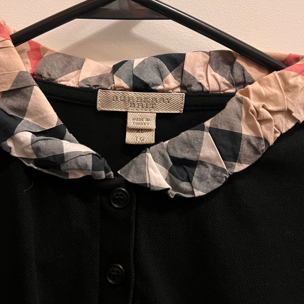 Burberry Black Top with Checkered Collar - Picture 2 of 3